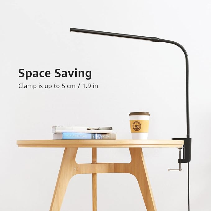 Lepro Clip on Desk Lamp, LED Reading Light with Clamp, 460LM 5W, Black | 3 Color Modes 10 Brightness, Dimmable, USB Small Desk Light with Gooseneck Swing Arm for Nail, Home Office and Dorm - Image 7