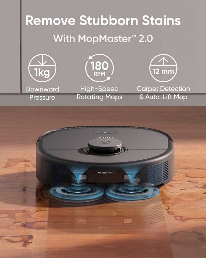 eufy X10 Pro Omni Robot Vacuum and Mop Combo,Dual Mops with 12 mm Auto-Lift | 8,000 Pa Suction, Carpet Detection, AI Obstacle Avoidance, Auto Mop Washing, Auto Drying, Self-Emptying - Image 3