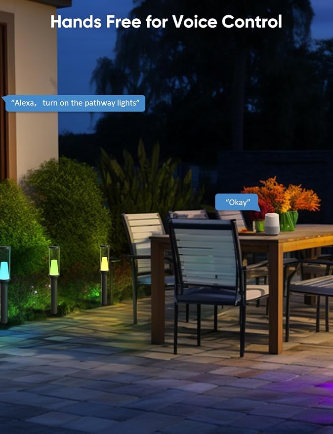 APPECK Pathway Lights,RGBCW Walkway Lights with APP Control,4 Pack | IP65 Waterproof,Low Voltage Landscape Lighting 800LM,Color Changing,for Garden, Yard, Patio,Compatible with Alexa - Image 4