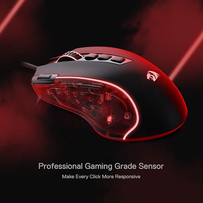 Redragon M612 Wired RGB Optical Gaming Mouse 8000 DPI Remapping Keys | Stable Lag-Free Connection, Redefine Keybinding Macro, Vibing Backlight, Ergonomic Grip Body Comfort - Image 4
