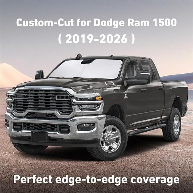 EcoNour Windshield Sunshade Compatible for Dodge Ram 1500 2019-2024 2025 2026 CrewCab, MegaCab Pickup,2Dr RegularCab,4Dr QuadCab Sun Visor for Front Windshield, UV Blocker & Protector, Car Accessories - Image 2