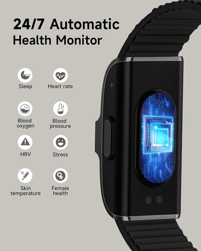 Fitness Tracker for Men Women, Health Activity Fitness Trackers with Sleep Tracker, 24/7 Heart Rate/Blood Pressure/HRV/Stress Monitor, IP68 Bracelet Watch, Free App for Android iPhone, 2 Bands - Image 2