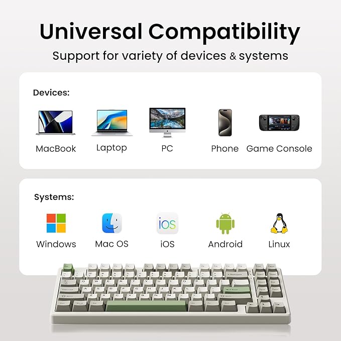 Kisnt KN85 Wireless Mechanical Keyboard, 75% Layout, Bluetooth/2.4GHz/USB-C, Custom RGB Backlit, Hot-Swappable Linear Switch, Creamy Sound for Gaming/Typing (Industrial Gray) - Image 6