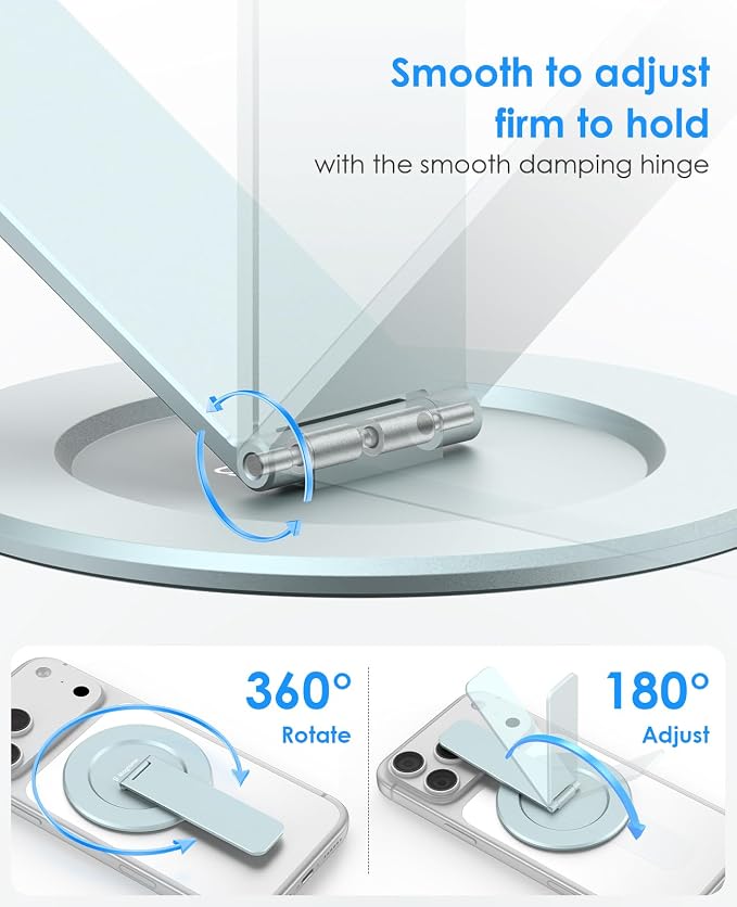Magnetic Phone Stand for Magsafe, Ultra-Slim Snap-on Phone Holder Kickstand,180° Adjustable Angle Damping Design Cellphone Grip, Blue - Image 2