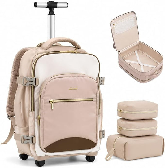 LOVEVOOK Rolling Backpack with Wheels, Carry On Luggage for Women by LOVEVOOK