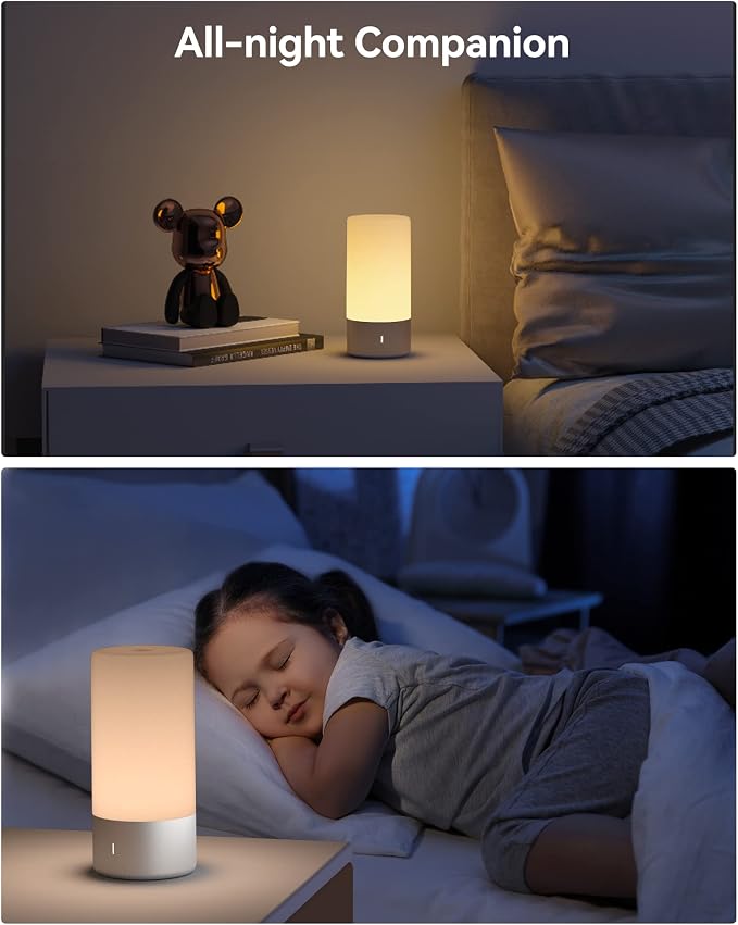 ROOTRO Table Lamp, [Advanced] Bedside Touch Control Lamp for Bedroom 3 Level Dimmable Warm White Lights with 256 RGB Color Mode Modern Deisgn Smart Nightstand Desktop LED Lamps Portable for Read - Image 6