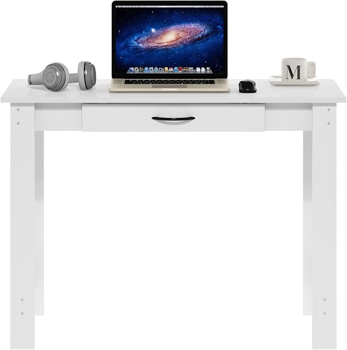 Furinno Jaya Writing Desk with Drawer, White - Image 4