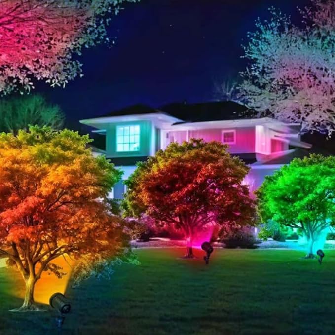 Smart Landscape Spotlights, Low Voltage IP67 Waterproof Outdoor Spot Lights Compatible with APP/Remote Control Color Changing Lights for Yard Garden Pathway Lawn Tree Festival 6 Pack - Image 8