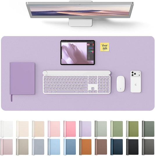 YSAGi Desk Protector&Blotter, Non-Slip Waterproof Leather Mouse Pad | Shields Scratches, Stains, Spills, Heat & Scuffs; Suede Non-Slip; Easy-Clean; Comfy Writing/Typing,31.5" x 15.8",Light Purple by YSAGi