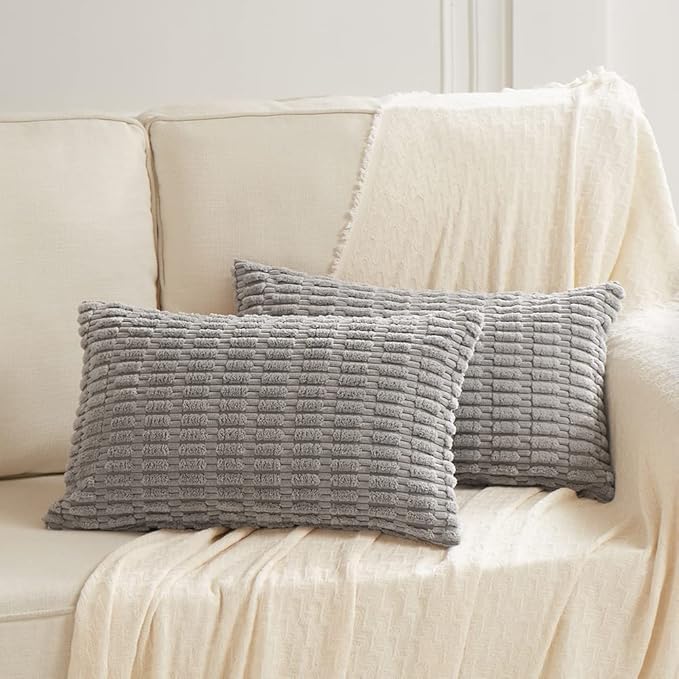Fancy Homi 4 Packs Decorative Throw Pillow Covers for Living Room Couch Bed, Modern Farmhouse Boho Home Décor Accent Cushion Case, 20" x 12", Gray - Image 6