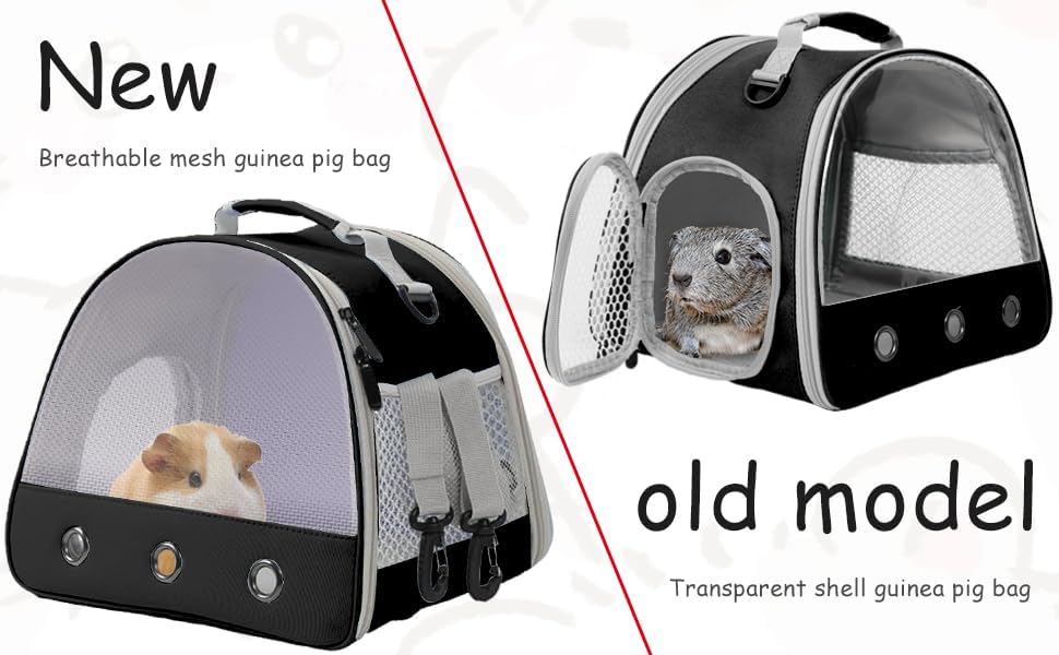 Breathable Guinea Pig Carrier Backpack with Nylon Mesh Window Portable Carrier for Guinea Pig, Bunny Bearded Dragon Bird Chinchilla Ferret Travel Outdoor - Image 2