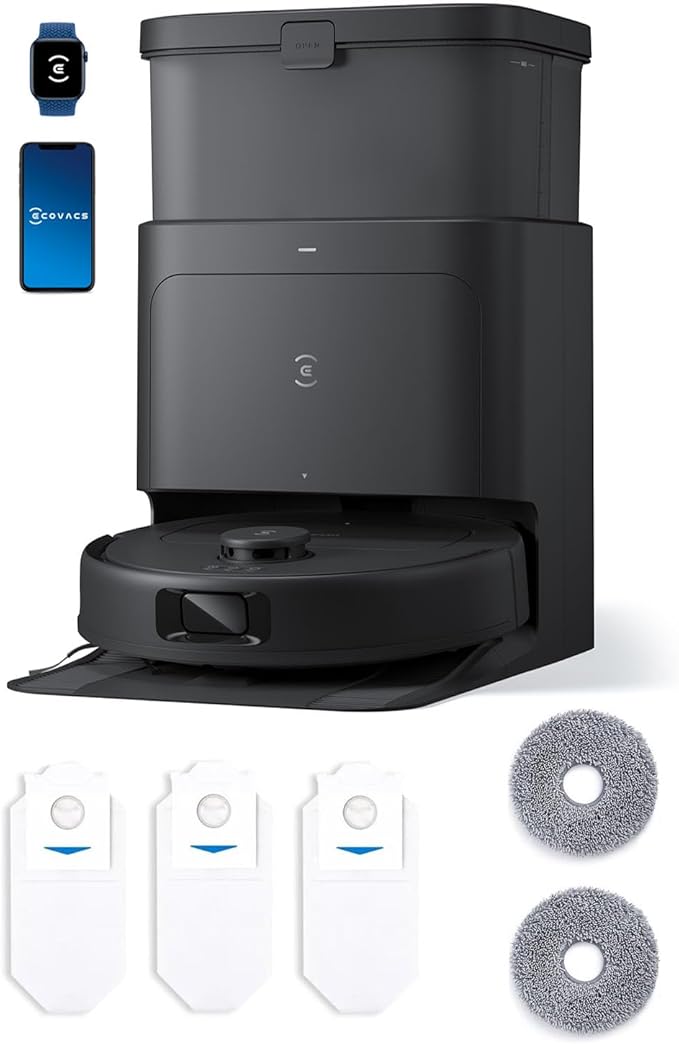 ECOVACS DEEBOT N30 Omni Care Robot Vacuum and Mop, 10000Pa Suction, TruEdge Adaptive Edge Mopping, ZeroTangle 2.0 Technology, Hot Air-Drying, Self-Emptying, Auto-Lift Mopping, Obstacle Avoidance by Unknown
