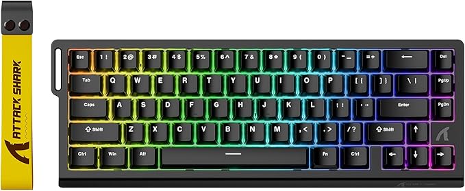 ATTACK SHARK X68 HE RT Mechanical Gaming Keyboard 60% Wired TKL-Black | Adjustable Actuation,Hall Effect Magnetic Switch,8KHz Polling Rate,RGB Backlit,Top Mount, Web Driver for PC Mac Esport Gamer by ATTACKSHARK