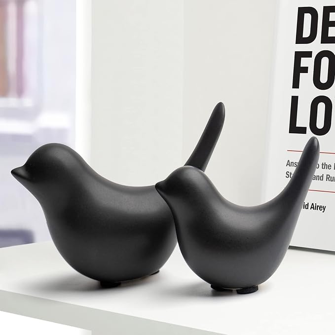 Notakia Small Birds Statues Home Decor Modern Style Decorative Ornaments for Living Room Decor, Bedroom, Office Desktop, Cabinets (Black 2Pcs Birds) - Image 8