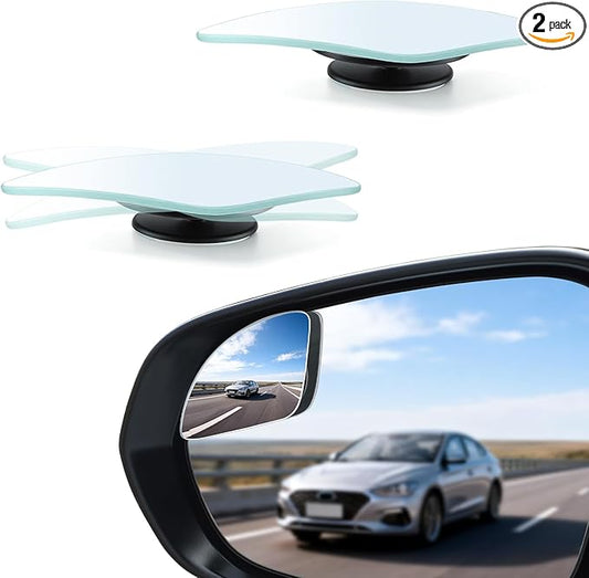 LivTee Blind Spot Car Mirror，Asymmetric Fan Shaped HD Glass Frameless Convex Rear View Mirror with wide angle Adjustable Stick for Cars SUV and Trucks, Pack of 2 by LivTee