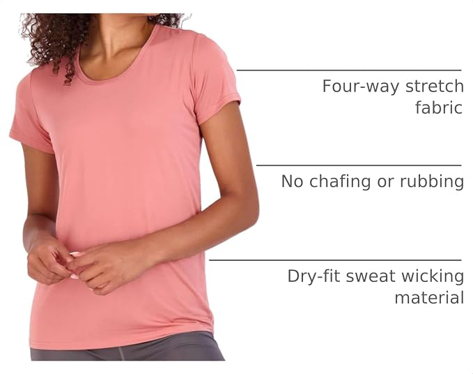 5 Pack Women's Dry Fit Short Sleeve Athletic Gym Workout Running Tops | Available in Plus Size, Exercise, Sports, Fitness, Quick Dry, Cooling, Moisture Wicking, Loose Basic Tees, Yoga, Pilates - Image 4
