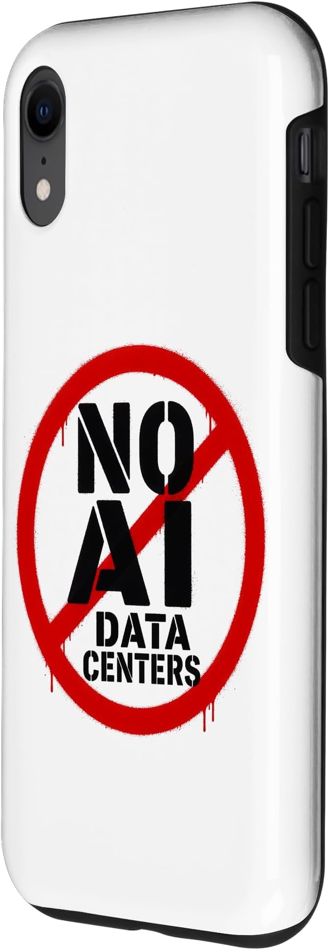 No AI Data Centers – Simple Minimal Spray Paint Style Text Case for iPhone XR - Image 2