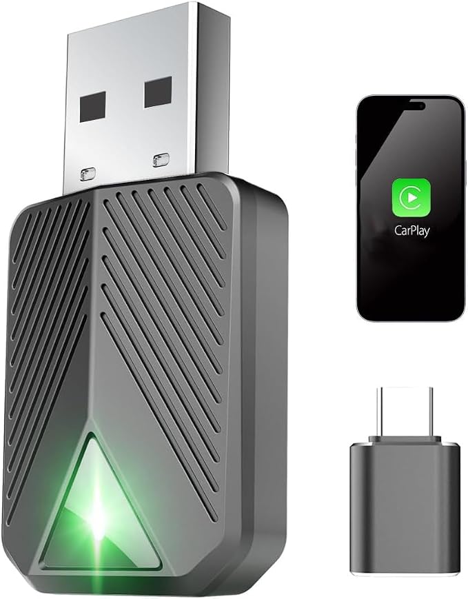 Wireless Carplay Adapter, Convert Wired to Wireless CarPlay, Compatible with CarPlay, Plug and Play, Type-C/USB, Suitable for 800+ Vehicles (Black) by Unknown
