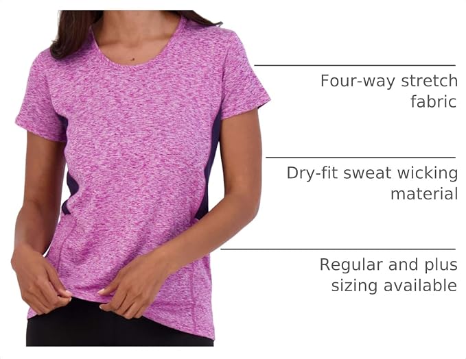 5 Pack Women's Dry Fit Short Sleeve Athletic Gym Workout Running Tops | Available in Plus Size, Exercise, Sports, Fitness, Quick Dry, Cooling, Moisture Wicking, Loose Basic Tees, Yoga, Pilates - Image 4