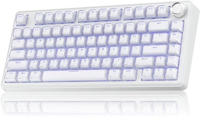 SOLAKAKA A75 Wireless Gaming Keyboard with Multifunction Knob, BT5.0/2.4GHz/USB-C, 75% Mechanical Keyboard, Hot-Swappable, Gasket Creamy Keyboard with RGB Backlit, Crystal Keycaps, for PC/Mac/PC by SOLAKAKA