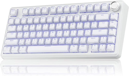 SOLAKAKA A75 Wireless Gaming Keyboard with Multifunction Knob, BT5.0/2.4GHz/USB-C, 75% Mechanical Keyboard, Hot-Swappable, Gasket Creamy Keyboard with RGB Backlit, Crystal Keycaps, for PC/Mac/PC by SOLAKAKA