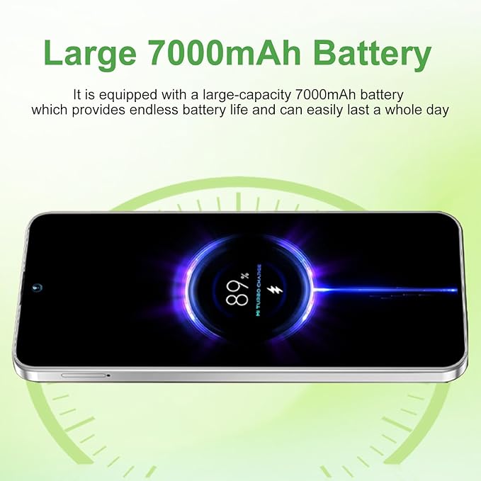 17 PMAX Unlocked Cell Phone,16GB+512GB Smartphone,6.99" HD Screen Android 15 5G Phones,Battery 7000mAh Android The Phone,Fingerprint Button Unlock/GPS/Face ID/Dual SIM/5G (White) - Image 5