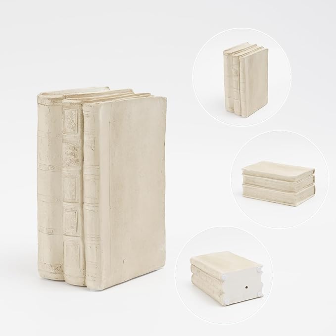 Guichifun Faux Books Living Room Decor - Resin Cute Cream Farmhouse Decor Fake Modern Fashion Decorative Books Set for Office Mantle Shelves Coffee Table Decor 4.2 * 2.7 * 6.2 Inch - Image 6