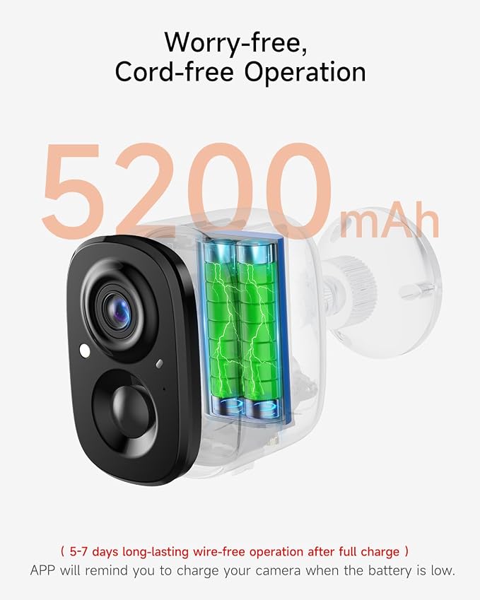 4 Pack 2.5K Security Camera Wireless Outdoor, 2.4G WiFi Battery Powered Outdoor Camera, Magnetic Mount Cameras for Home Security, Color Night Vision, Spotlight, Siren Alarm, 2-Way Talk - Image 2