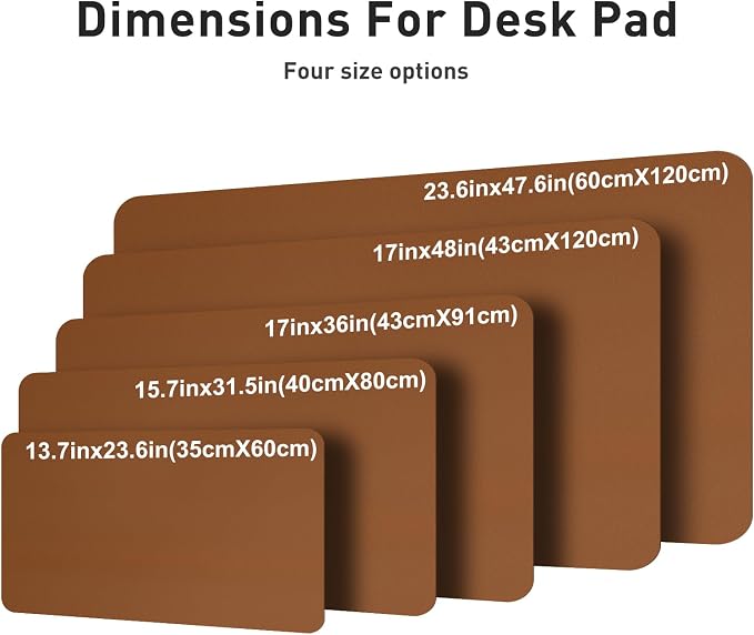 Aothia Faux Leather Desk Mat – Large Mouse Pad, Non-Slip PU Leather Blotter, Waterproof Writing Surface for Office and Home (Brown, 47.2" x 23.6") - Image 5
