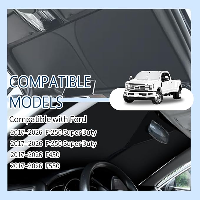 300T Thickened Automotive Glass Sunshade and Comes with Storage Bag,Keep Car Interior Cool,Windshield Sun Shade Compatible with Ford F250 Super Duty/F350 Super Duty/F450/F550 - Image 4