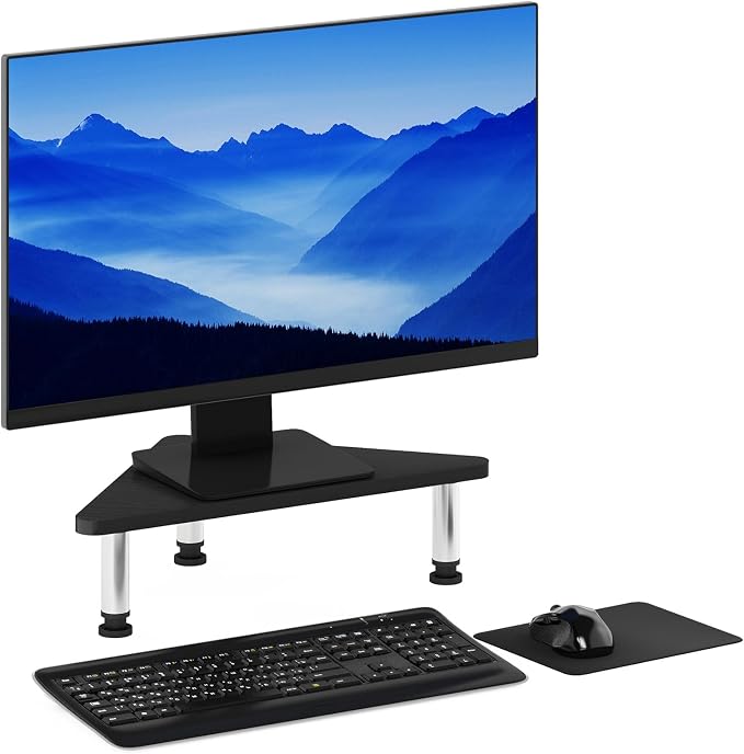 Furinno Turn-N-Tube Corner Monitor Riser Stand with Stainless Steel Tubes, Americano by Furinno-FitsYourSpaceFitsYourBudget