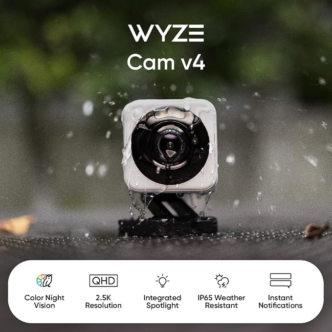 WYZE Cam v4 (Latest Model), 2.5K AI Security Camera, Indoor/Outdoor Cameras for Home Security, Baby Monitor & Pet Camera, Vibrant Color Night Vision, No Subscription Required, Free Expert Help - Image 2