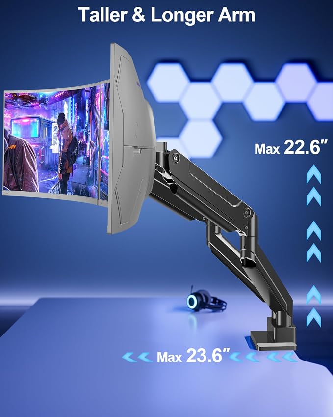 MOUNT PRO Dual Monitor Stand for Up to 44 lbs Ultrawide Screens Max 49 Inch, Heavy Duty Monitor Arm for 2 Monitors, Premium Full Motion Double Computer Desk Mount, VESA Mount 75x75/100x100mm - Image 6