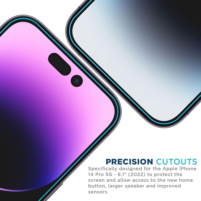 Tech Armor 3 Pack Screen Protector + 1 Camera Lens Protector for iPhone 14 Pro 6.1 inch - Ballistic Tempered Glass, Case Friendly, Dynamic Island Compatible, Sensor Protection, HD, 9H Hardness - Image 5