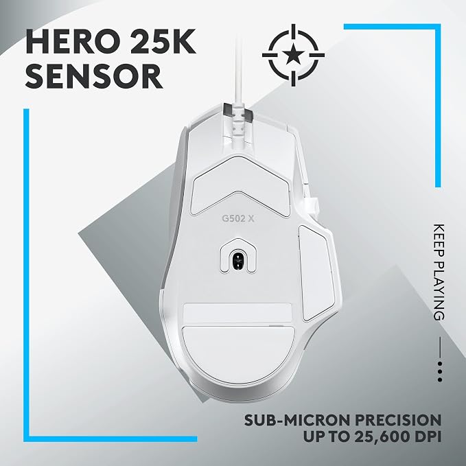 Logitech G502 X Wired Gaming Mouse - White | Optical Switches, 13 Buttons, Infinite Scroll, PC/MacOS Compatible - Image 4