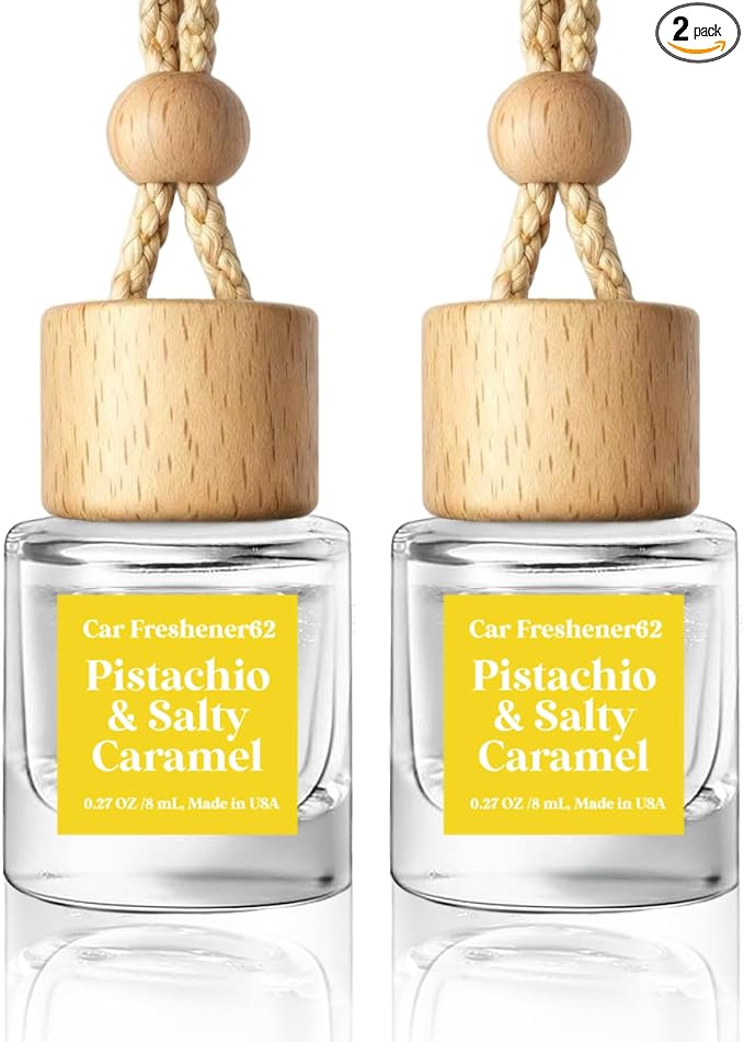 HoogaLife Car Air Freshener Diffuser 2 Pack Hanging Pistachio Salty Caramel Car Air Freshener for Women 45+ days Long Lasting Fragrance Made in USA (P62) by HoogaLife