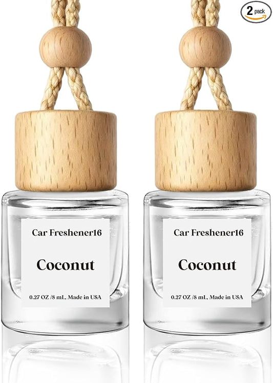 HoogaLife Car Air Freshener Diffuser 2 Pack Hanging Air Freshener Diffuser - Coconut Fragrance Oil Air D iffuser for Car, 45+ Days Long Lasting Fragrance Made in USA (C16) by HoogaLife