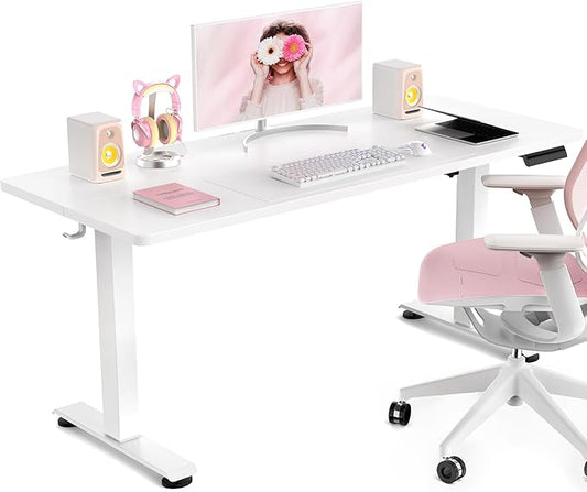 Veken Standing Desk, White, 47.2×23.6 Inch | Height Adjustable Sit Stand Up Computer Tables for Home Office, Study , Writing, Suit students, employees and group work by Veken