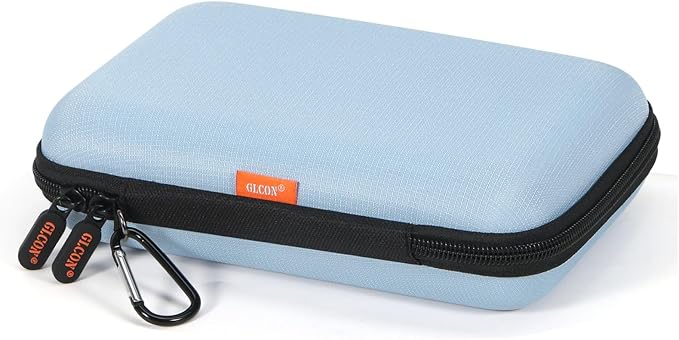 Shockproof Hard Shell Carrying Case - Light-Blue Case for External Hard Drive, Power Bank, Charger, Cable, Cell Phone, Electronic Accessories - Larger Capacity Storage Pouch Portable Travel Bag by GLCON