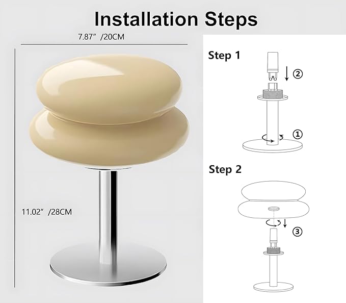 Glivpny Mushroom Lamp Table Lamp for Night Stands,Mid Century Modern Desk Lamps for Bedroom, Vintage Dimmable Bedside Small Cute Lamps, Cool Aesthetic House Warming Gifts New Home Decor(White) - Image 6