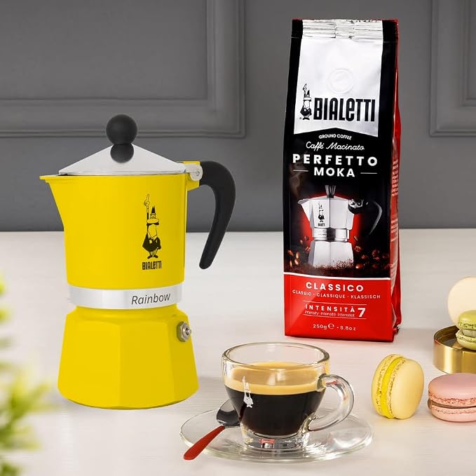 Bialetti Rainbow Moka Pot in Yellow, 6 Cup Stove Top Espresso Maker - Aluminum Cafetera for Ground Coffee, Italian Coffee Maker for Home Brewing - Image 2