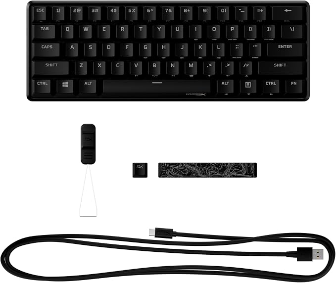 HyperX Alloy Origins 60 - Mechanical Gaming Keyboard, Ultra Compact 60% Form Factor, Double Shot PBT Keycaps, RGB LED Backlit, NGENUITY Software Compatible - Linear HyperX Red Switch,Black - Image 3