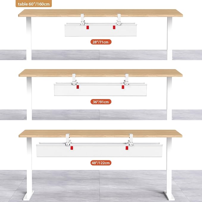 Univivi No Drill Under Desk Cable Management Tray, 28 inch Cable Management | Clamp/Screw Mount Cable Management Desk, Premium Fabric Cable Management Box, Various Sizes Wire Management for Office, Home - Image 8
