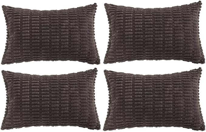 Fancy Homi 4 Packs Decorative Throw Pillow Covers for Living Room Couch Bed, Modern Farmhouse Boho Home Décor Accent Cushion Case, 24" x 12", Dark Brown by Fancy+Homi