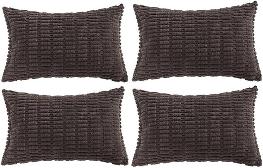 Fancy Homi 4 Packs Decorative Throw Pillow Covers for Living Room Couch Bed, Modern Farmhouse Boho Home Décor Accent Cushion Case, 24" x 12", Dark Brown by Fancy+Homi