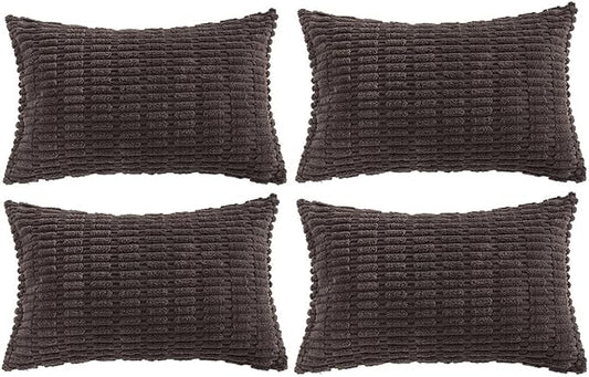 Fancy Homi 4 Packs Decorative Throw Pillow Covers for Living Room Couch Bed, Modern Farmhouse Boho Home Décor Accent Cushion Case, 24" x 14", Dark Brown by Fancy+Homi