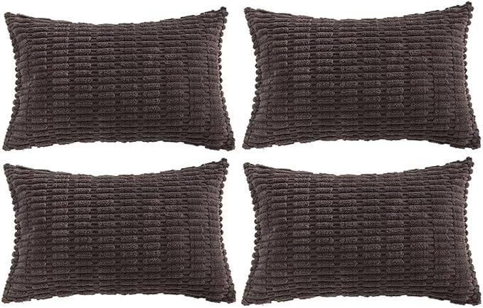 Fancy Homi 4 Packs Decorative Throw Pillow Covers for Living Room Couch Bed, Modern Farmhouse Boho Home Décor Accent Cushion Case, 20" x 12", Dark Brown by Fancy+Homi