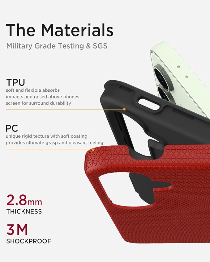 Miimall Slim Case for Galaxy S24 FE Case Rugged, [Dual Layer Protection] [Military Shockproof Drop Proof] [Anti-Slip] [Anti-Scratch] Tough Full Body Heavy Duty Cover for Samsung S24 FE, Red - Image 4