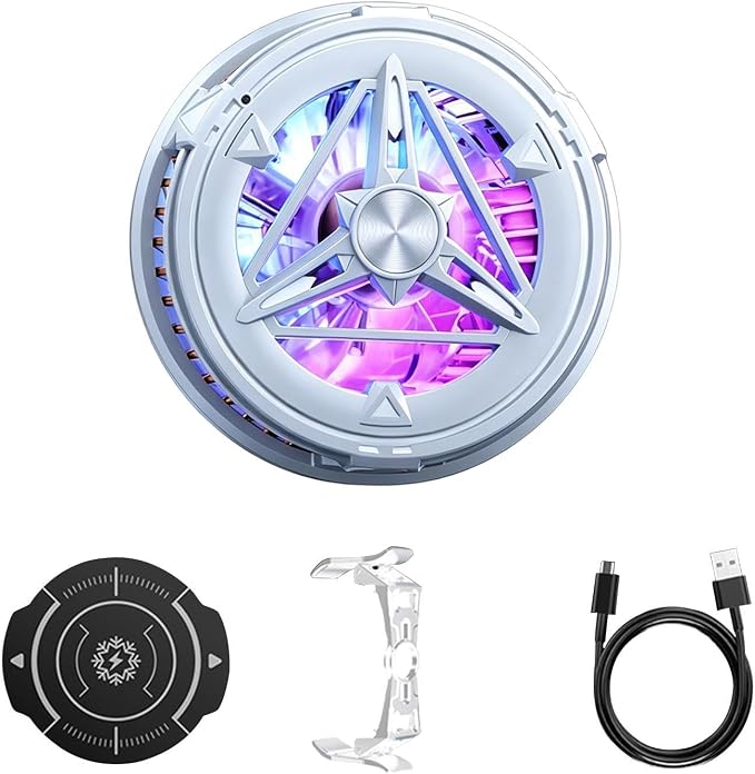 Phone Cooling Fan Plug-in – Portable Semiconductor Magnetic Cooler, Temperature Display&Light Laptops Tablet, Home Vlogging Outdoor Live Streaming | Laptops Tablet Home Vlogging Outdoor Live Stre by Unknown