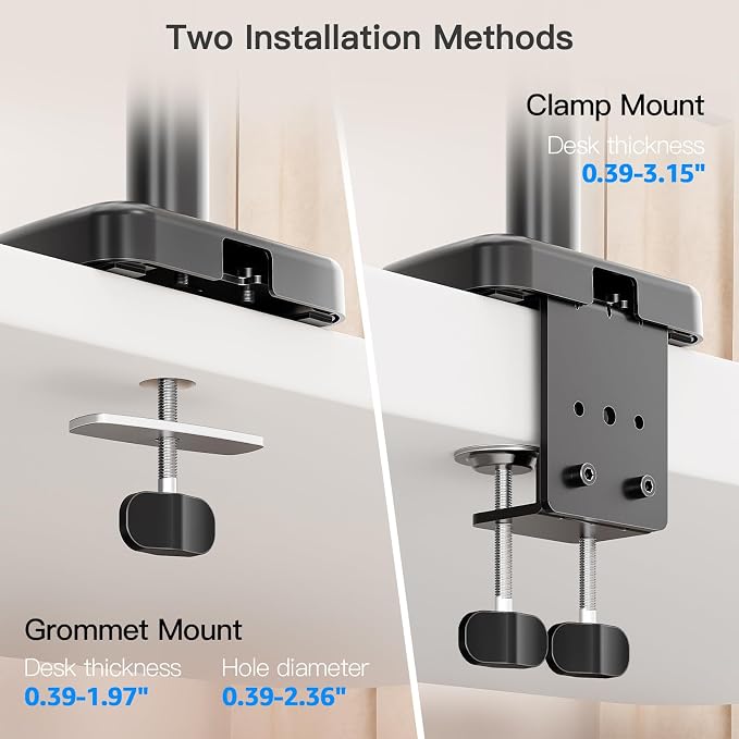 Extra Long Arm Monitor Mount, Fits Max 32" Hold up to 19.8lbs | Single Long Arm Computer Desk Mount, Extra Long Adjustable Stand, Tall Arm with Tilt, Swivel, Rotation, VESA 75/100mm - Image 8